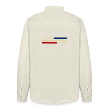 France - Saint-Denis - France - Flag - Relaxed Fit Unisex Organic Shirt by Stanley/Stella - soft Ecru - Back - AI Model Male 178 light (178cm)