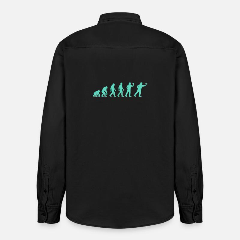 Étapes de l’évolution de l’humanité - Chemise unisexe coupe décontractée bio Stanley/Stella - noir délavé