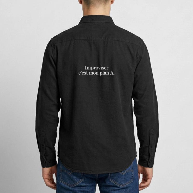 Improviser, c’est mon plan A Chemise unisexe coupe décontractée bio Stanley/Stella