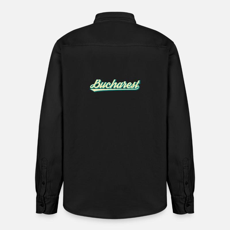 Bucarest Retro Script - Chemise unisexe coupe décontractée bio Stanley/Stella - noir délavé