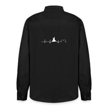 Walzer Herzschlag Puls Ballsaal Tanz Silhouette - Relaxed Fit Unisex Organic Hemd von Stanley/Stella - washed Black - Hinten - AI Model Male 178 light (178cm)