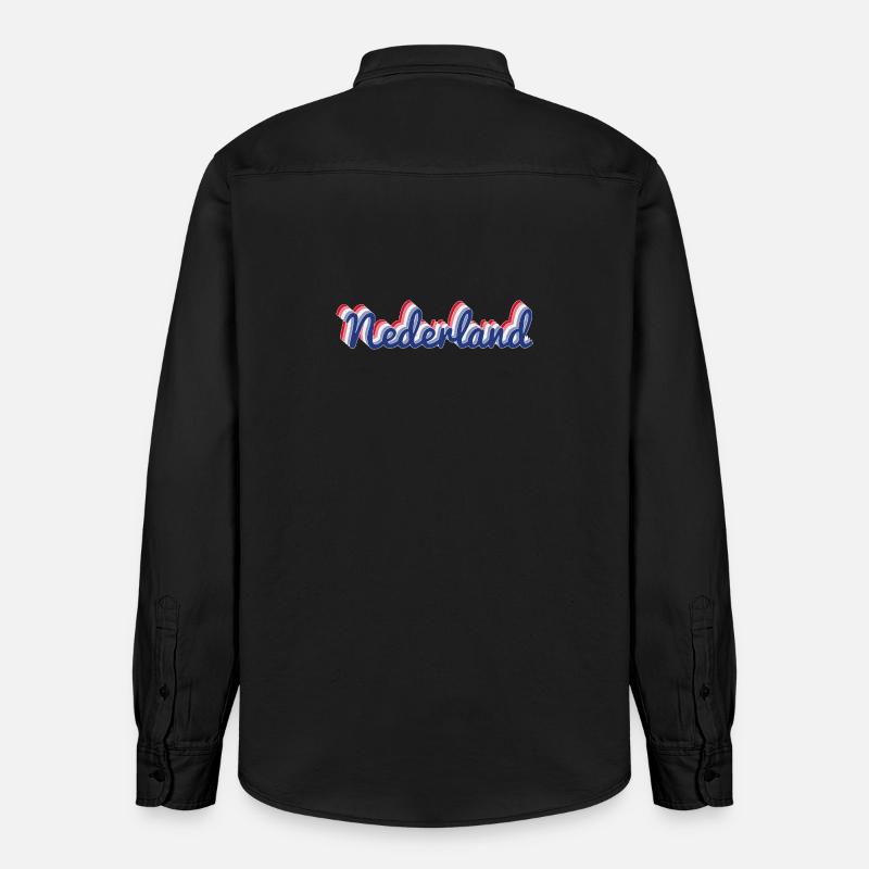 Nederland Script Flagfarben - Relaxed Fit Unisex Organic Hemd von Stanley/Stella - washed Black