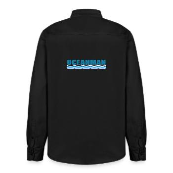 OCEANMAN - Relaxed Fit Unisex Organic Hemd von Stanley/Stella - washed Black - Hinten - AI Model Male 178 light (178cm)