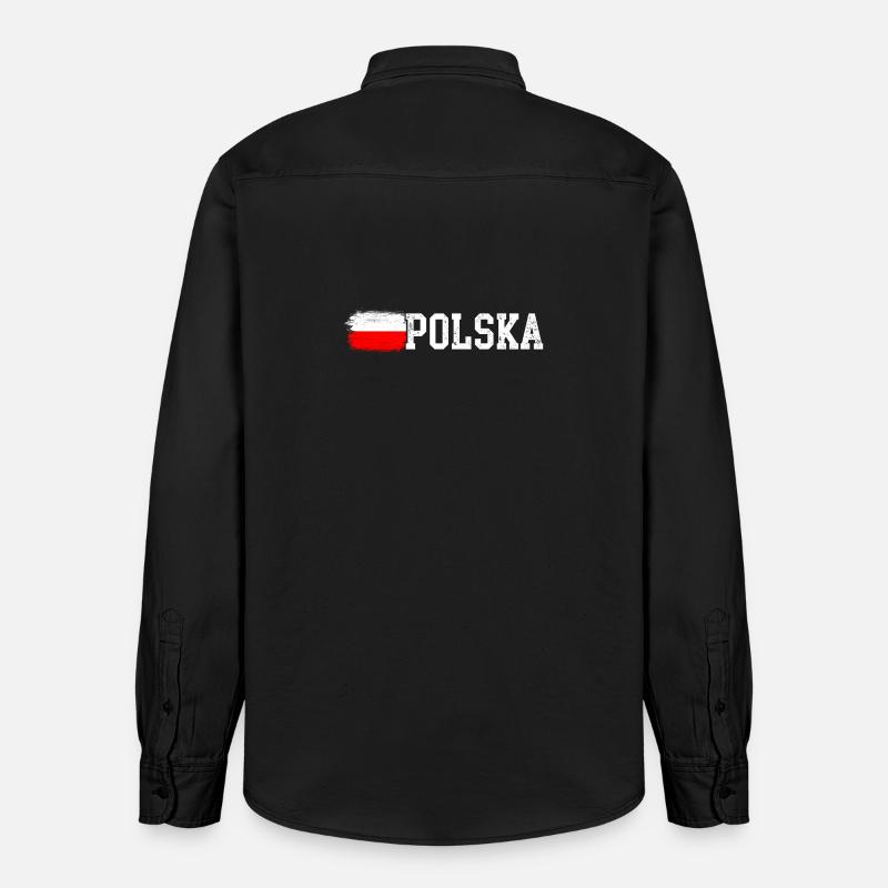 Drapeau de la Polska - Chemise unisexe coupe décontractée bio Stanley/Stella - noir délavé