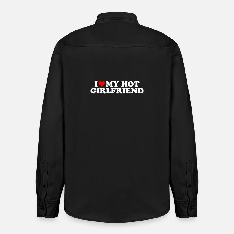 I Love My Hot Girlfriend Statement  - Relaxed Fit Unisex Organic Hemd von Stanley/Stella - washed Black