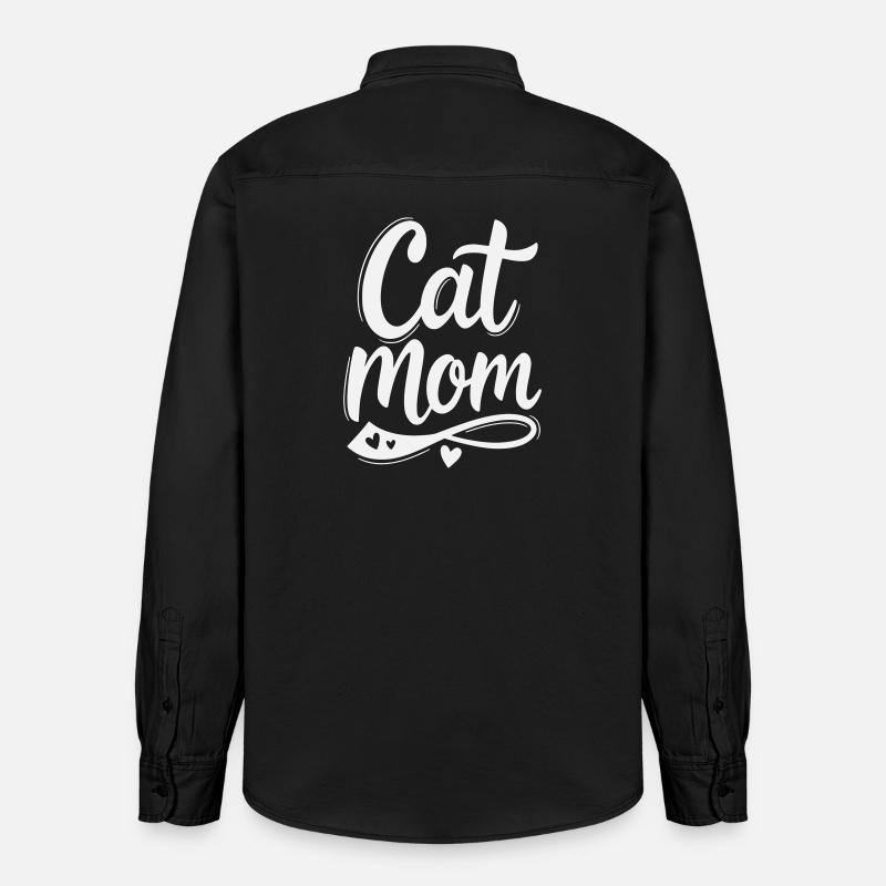 Maman chat, maman chat, lettreries avec cœur - Chemise unisexe coupe décontractée bio Stanley/Stella - noir délavé