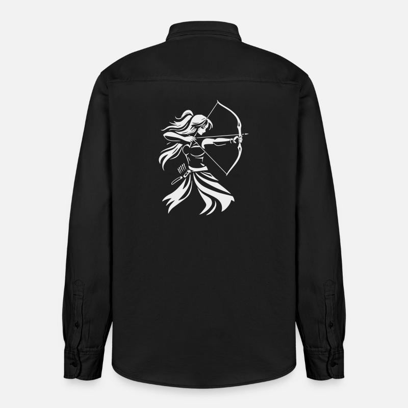 Bogenschütze-Silhouette mit Bogen - Relaxed Fit Unisex Organic Hemd von Stanley/Stella - washed Black