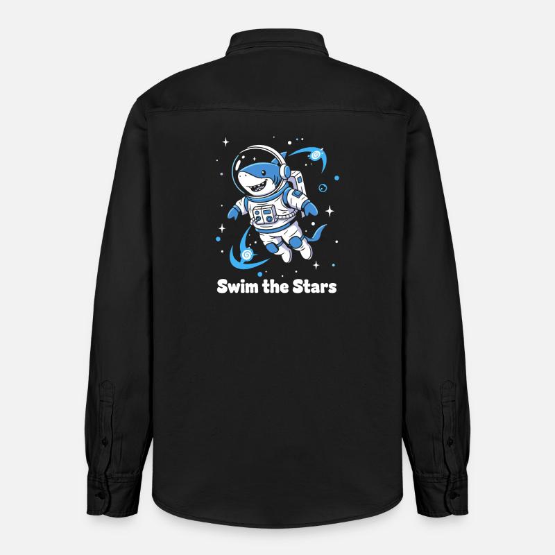 Astronaute requin de l’espace - Chemise unisexe coupe décontractée bio Stanley/Stella - noir délavé