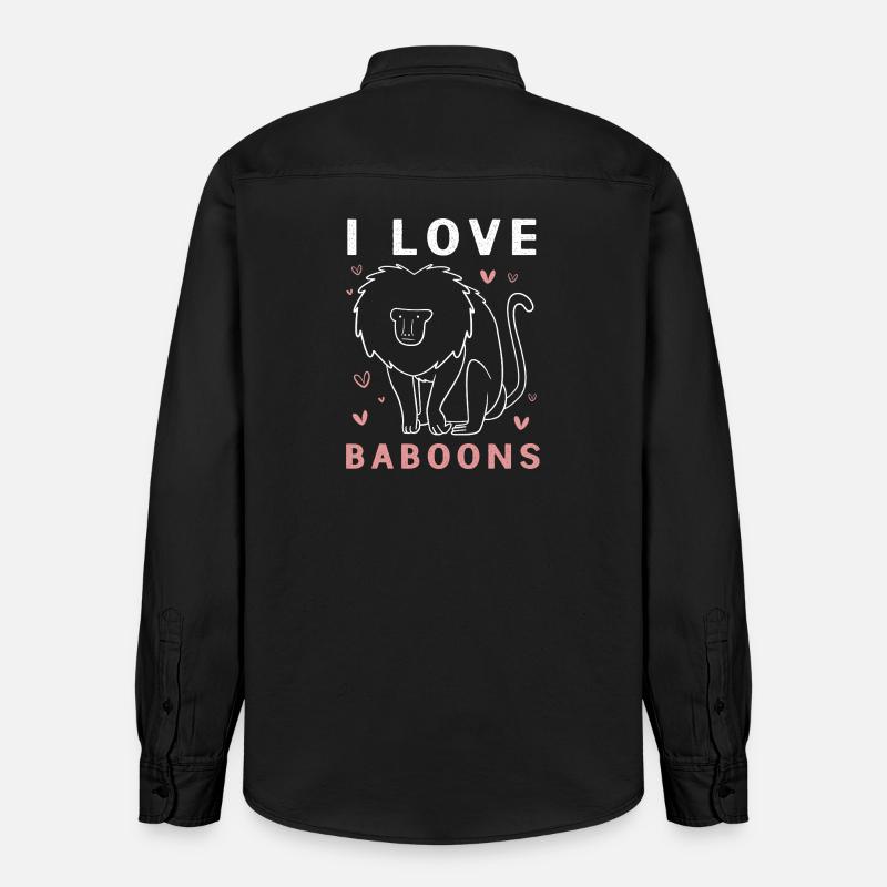 Baboon Primate Monkey Monkey Baboon - Relaxed Fit Unisex Organic Shirt by Stanley/Stella - washed black