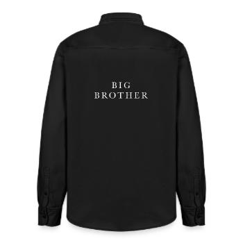 Big Brother Lettering White Big Brother - Relaxed Fit Unisex Organic Shirt by Stanley/Stella - washed black - Back - AI Model Male 178 light (178cm)