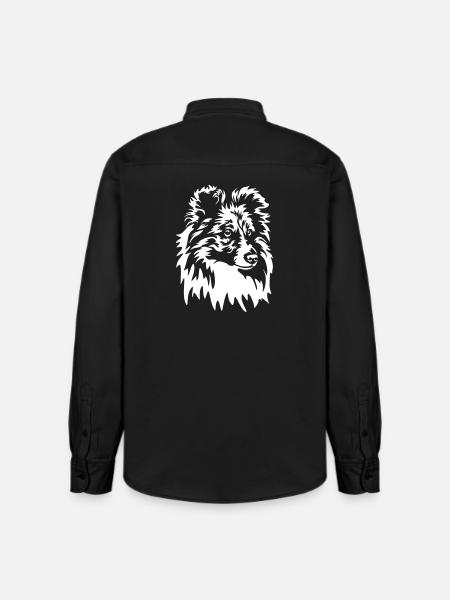 Sheltie Head "Black Edition" - Relaxed Fit Unisex Organic Shirt by Stanley/Stella - washed black
