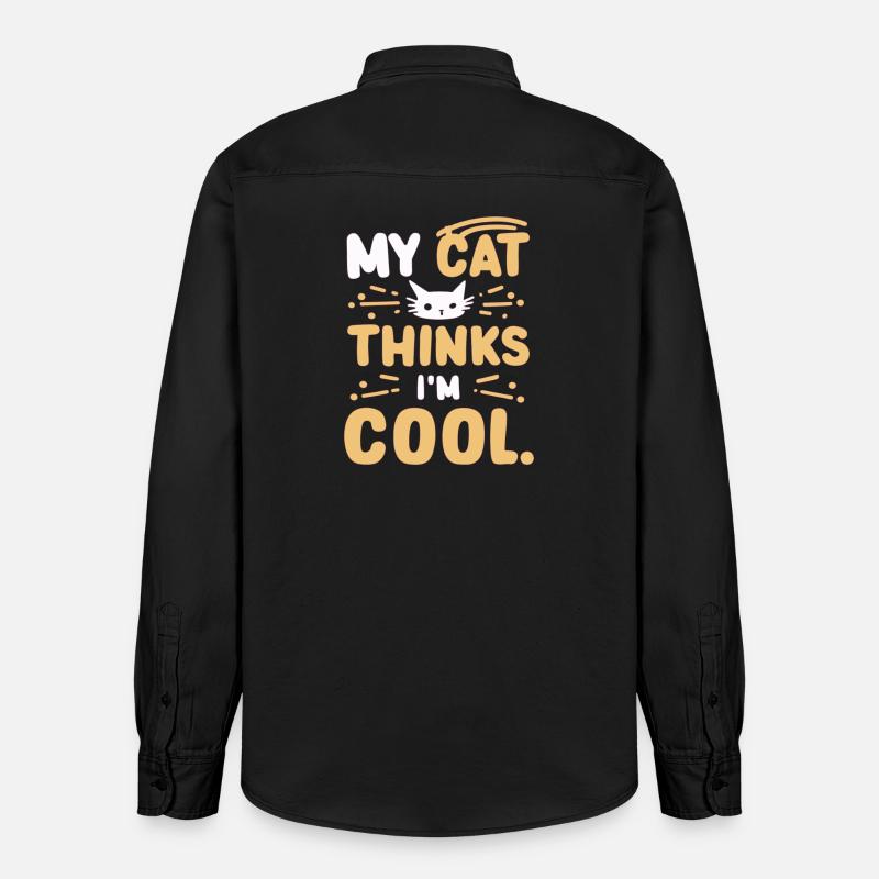 My cat thinks i am cool - Relaxed Fit Unisex Organic Hemd von Stanley/Stella - washed Black