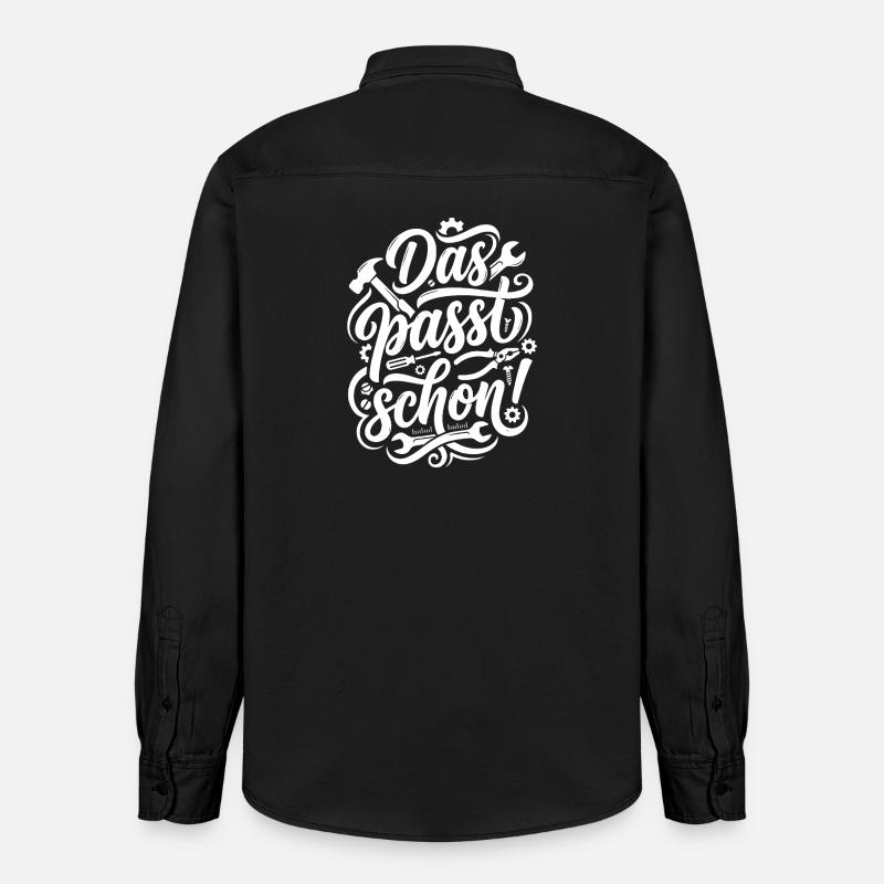 Das passt schon Handwerker Spruch - Relaxed Fit Unisex Organic Hemd von Stanley/Stella - washed Black