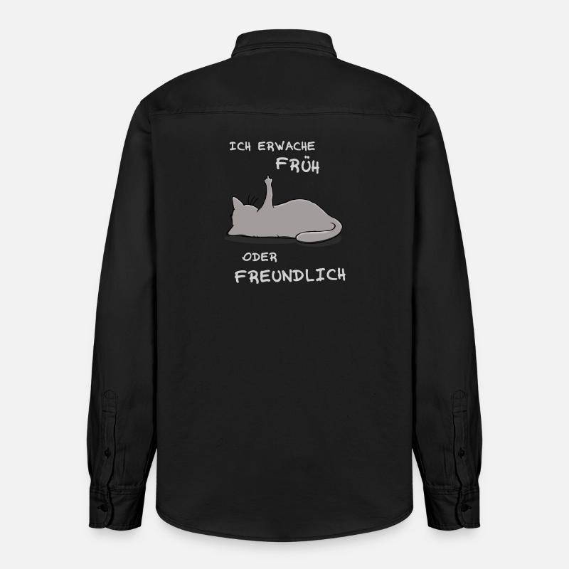Ich erwache früh oder freundlich - Relaxed Fit Unisex Organic Hemd von Stanley/Stella - washed Black