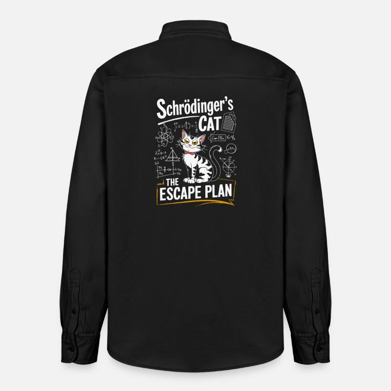 Chat Schrödinger : le plan d’évasion - Chemise unisexe coupe décontractée bio Stanley/Stella - noir délavé