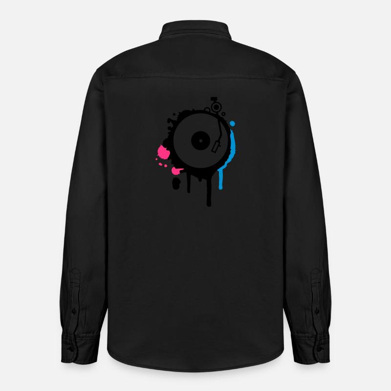 Turntable Graffiti - Relaxed Fit Unisex Organic Shirt by Stanley/Stella - washed black