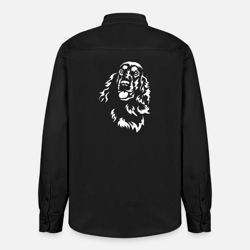 Cocker Spaniel Head « Black Edition » - Chemise unisexe coupe décontractée bio Stanley/Stella - noir délavé