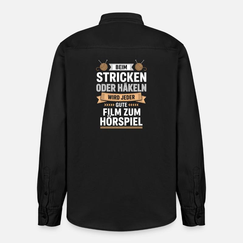 Beim Stricken Oder Häkeln: Hörspiel-Genuss - Relaxed Fit Unisex Organic Hemd von Stanley/Stella - washed Black