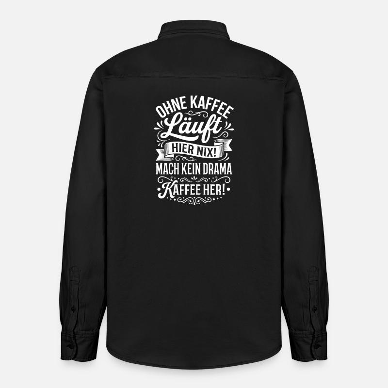 Ohne Kaffee läuft hier nix! - Relaxed Fit Unisex Organic Hemd von Stanley/Stella - washed Black