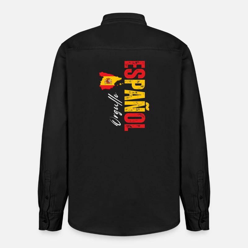 Spanish Pride, conception verticale - Chemise unisexe coupe décontractée bio Stanley/Stella - noir délavé