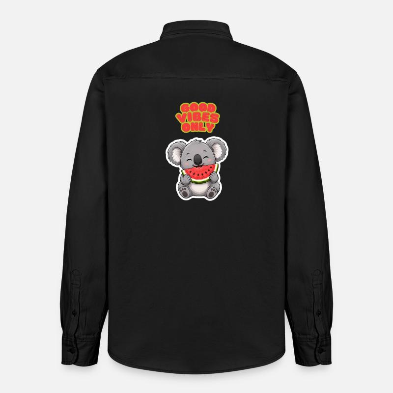 Koala Pastèque : bonnes ondes - Chemise unisexe coupe décontractée bio Stanley/Stella - noir délavé