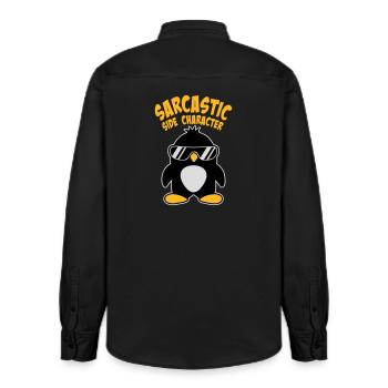 Logo des lunettes de soleil de personnage secondaire sarcastique du Pingouin - Chemise unisexe coupe décontractée bio Stanley/Stella - noir délavé - Dos - AI Model Male 178 light (178cm)