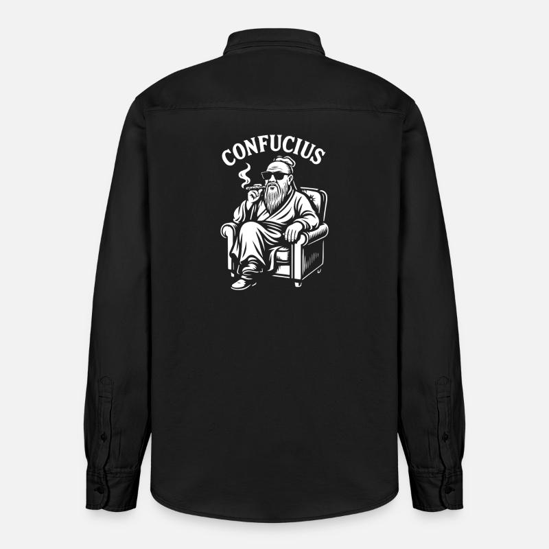 Konfuzius Lounge Bart Zigarre - Relaxed Fit Unisex Organic Hemd von Stanley/Stella - washed Black
