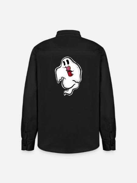 Ghost with donut and cup - Relaxed Fit Unisex Organic Shirt by Stanley/Stella - washed black