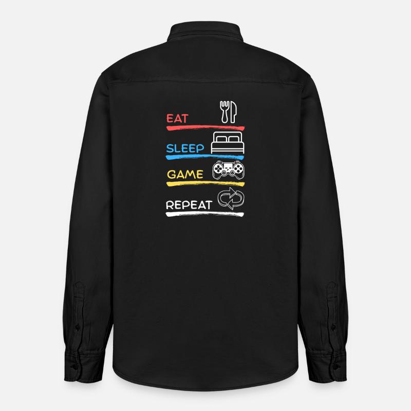 Manger dormir jeu Répéter - Chemise unisexe coupe décontractée bio Stanley/Stella - noir délavé