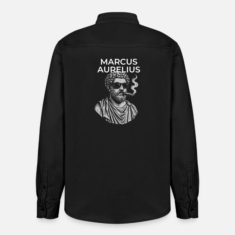 Marcus Aurelius Classical Philosopher Portrait - Relaxed Fit Unisex Organic Shirt by Stanley/Stella - washed black