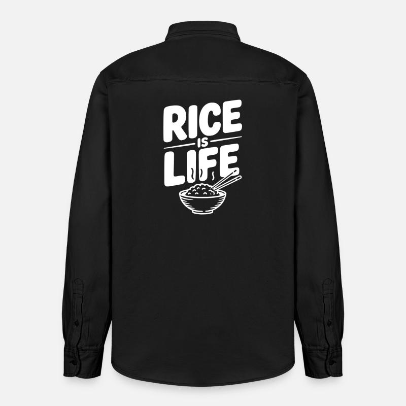 Le riz, c’est la vie - Chemise unisexe coupe décontractée bio Stanley/Stella - noir délavé