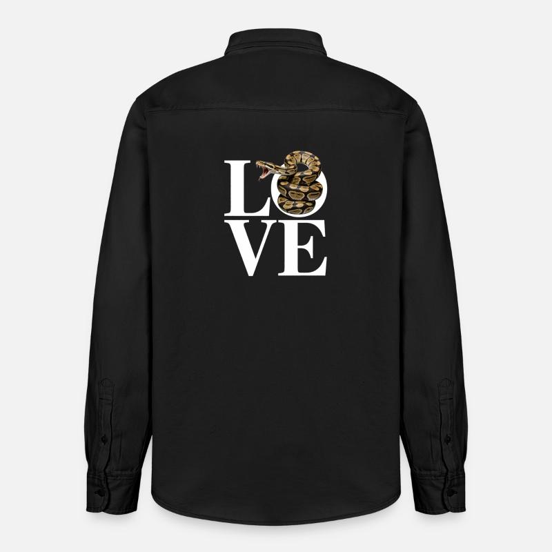 Königspython Schlangen LOVE Terrarium Python - Relaxed Fit Unisex Organic Hemd von Stanley/Stella - washed Black