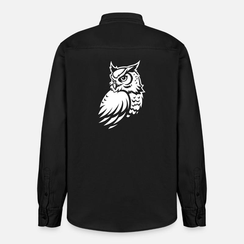 Wachsame Eule – Tattoo Silhouette - Relaxed Fit Unisex Organic Hemd von Stanley/Stella - washed Black