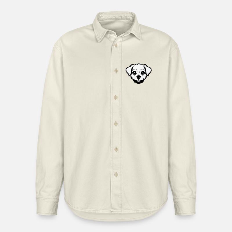 Un design de chiot mignon - Chemise unisexe coupe décontractée bio Stanley/Stella - écru doux