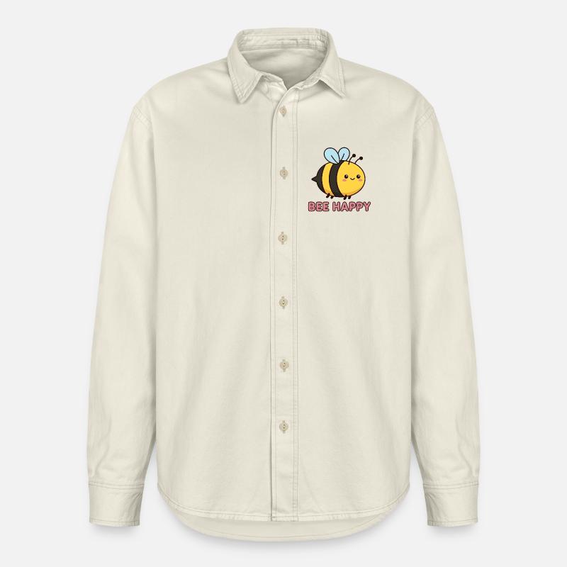 Heureuse d’abeilles | Jeu de mots mignon avec Kawaii Honey Bee - Chemise unisexe coupe décontractée bio Stanley/Stella - écru doux
