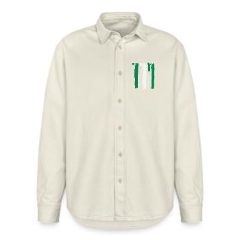 Nigeria flag - Relaxed Fit Unisex Organic Shirt by Stanley/Stella - soft Ecru - Front - AI Model Female 172 light (172cm) & AI Model Male 178 light (178cm)