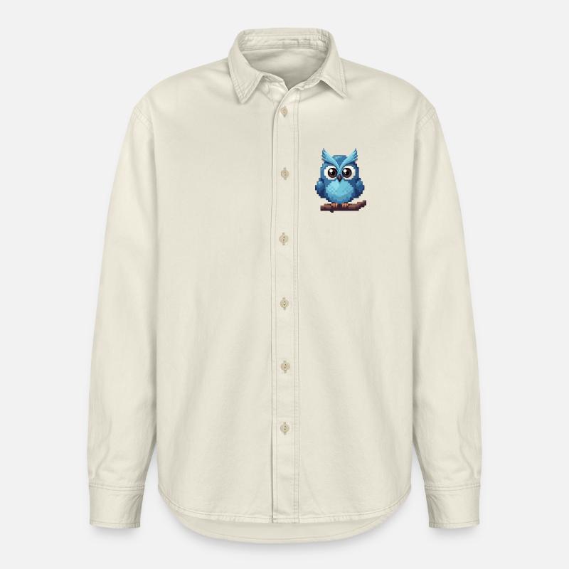 Pixel Eule – Retro 8-Bit Style - Relaxed Fit Unisex Organic Hemd von Stanley/Stella - Natur