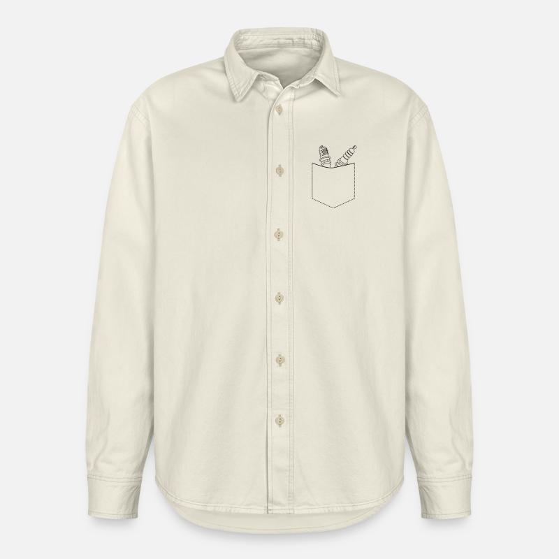 Poche de poitrine mécanique - Chemise unisexe coupe décontractée bio Stanley/Stella - écru doux