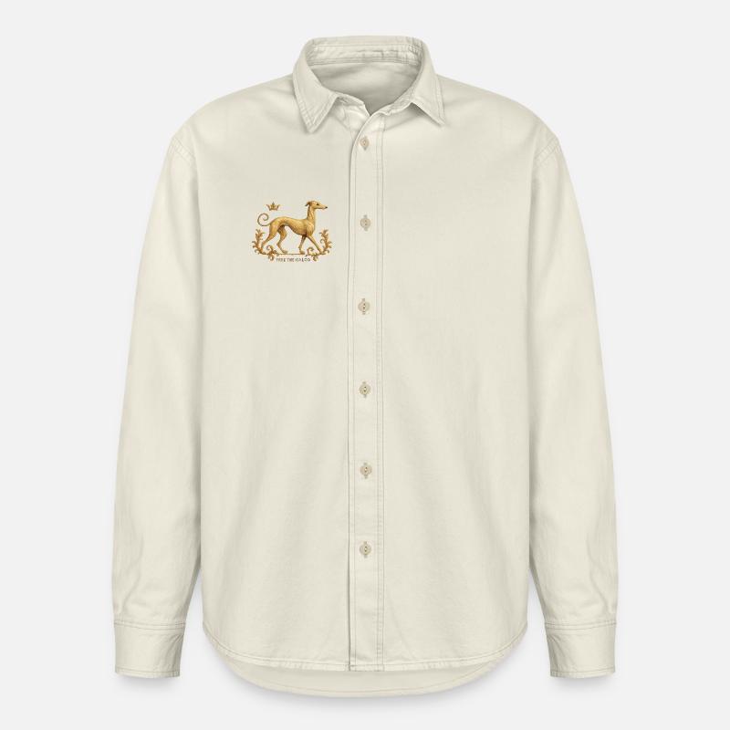 Libérez le Galgo - Broderie n°01 - Chemise unisexe coupe décontractée bio Stanley/Stella - écru doux