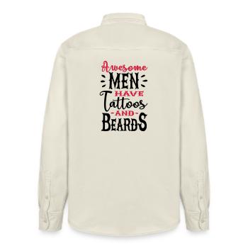 Awesome men have tattoos and beards 2clr - Relaxed Fit Unisex Organic Hemd von Stanley/Stella - Natur - Hinten - AI Model Male 178 light (178cm)