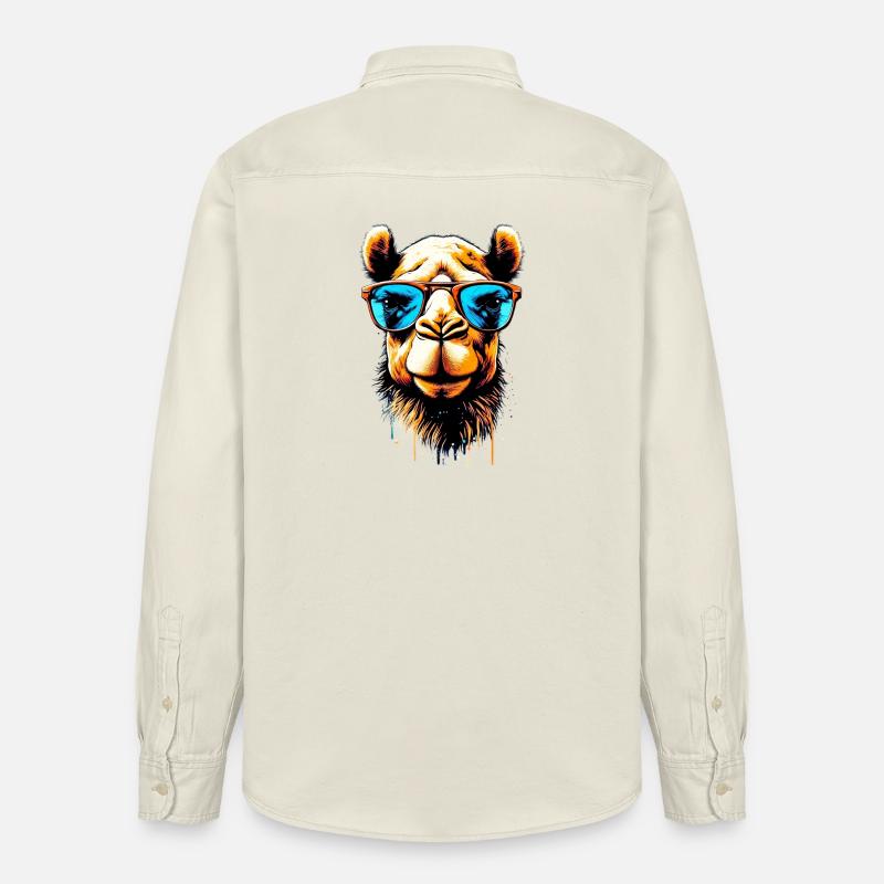 Camel avec lunettes de soleil - Chemise unisexe coupe décontractée bio Stanley/Stella - écru doux