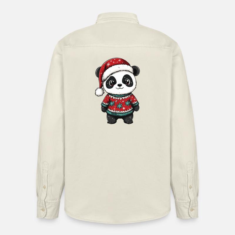 Noël de Noël Panda - Chemise unisexe coupe décontractée bio Stanley/Stella - écru doux