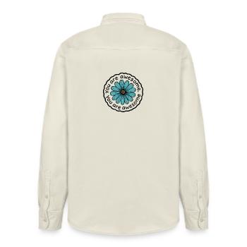 You are awesome - Relaxed Fit Unisex Organic Shirt by Stanley/Stella - soft Ecru - Back - AI Model Male 178 light (178cm)