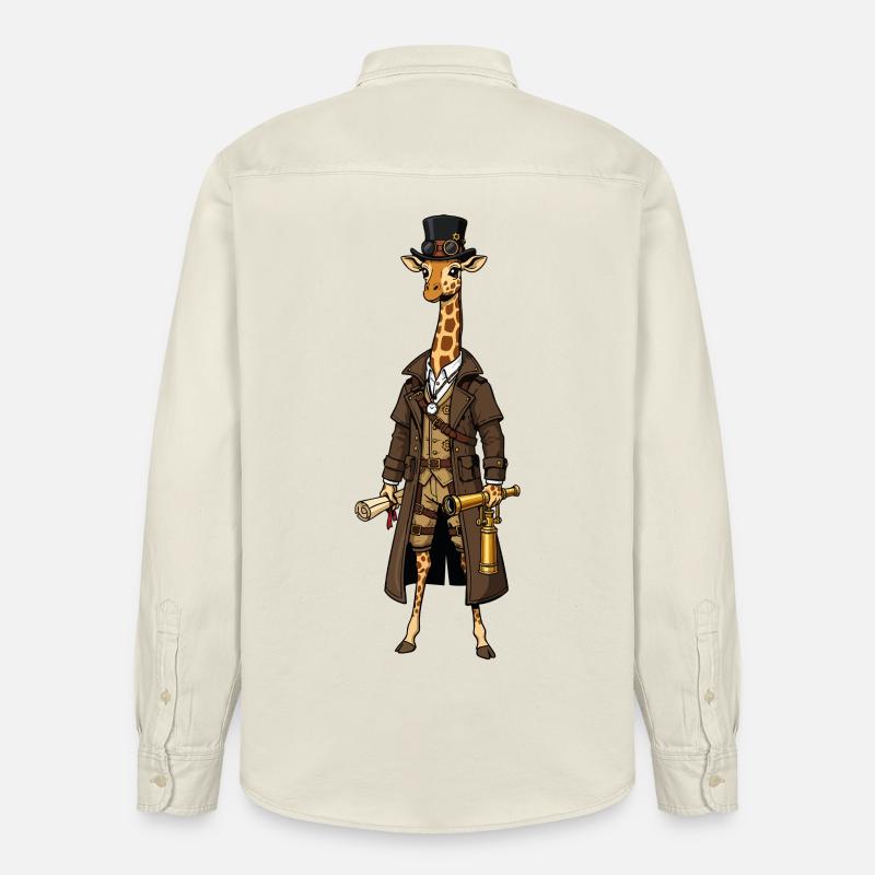 Giraffe Explorer Steampunk Chic Zylinder - Relaxed Fit Unisex Organic Hemd von Stanley/Stella - Natur