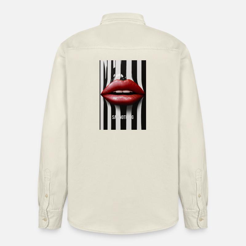 Say Nothing Lippen Statement Design - Relaxed Fit Unisex Organic Hemd von Stanley/Stella - Natur