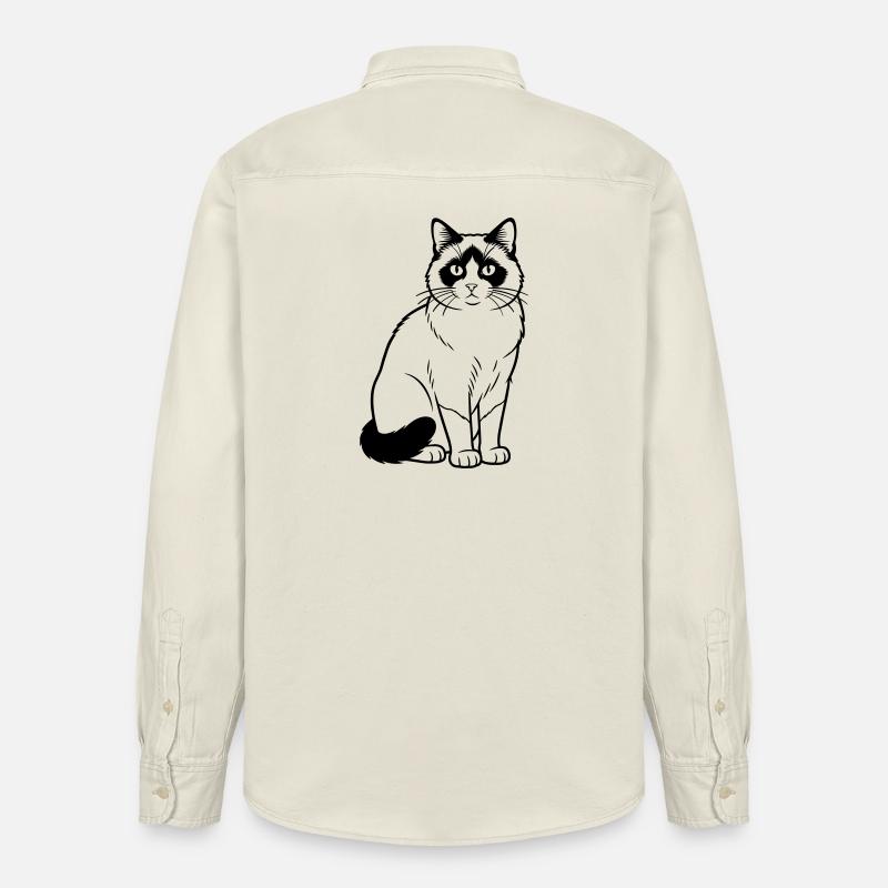 Chat Raquette - Chemise unisexe coupe décontractée bio Stanley/Stella - écru doux