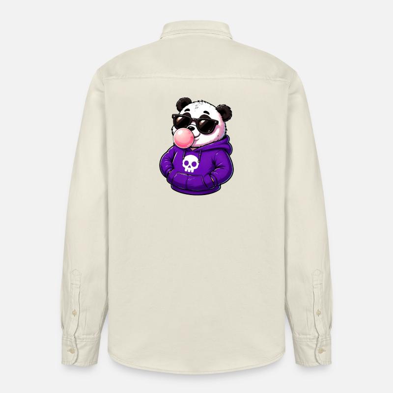 Cool_Panda_Bubblegum_Attitude - Chemise unisexe coupe décontractée bio Stanley/Stella - écru doux