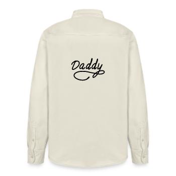 Daddy Father’s Day - Relaxed Fit Unisex Organic Shirt by Stanley/Stella - soft Ecru - Back - AI Model Male 178 light (178cm)