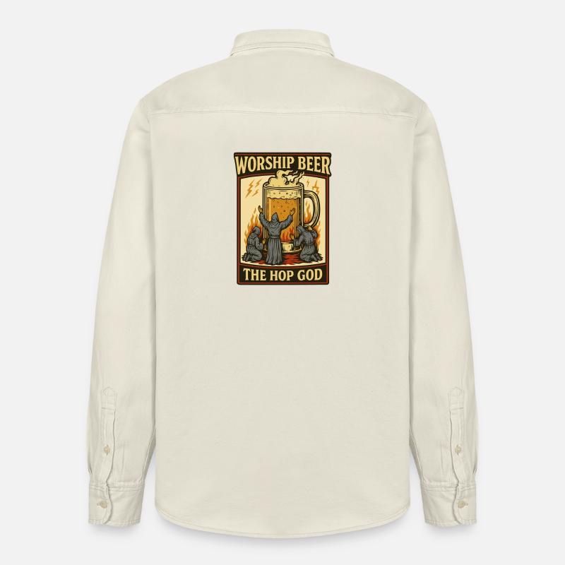 Dieu du Houblon du Culte - Chemise unisexe coupe décontractée bio Stanley/Stella - écru doux