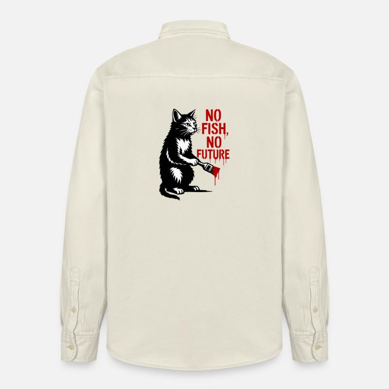 No Fish No Future Katze Graffiti - Relaxed Fit Unisex Organic Hemd von Stanley/Stella - Natur